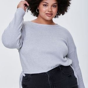 Gray waffle knit sweater